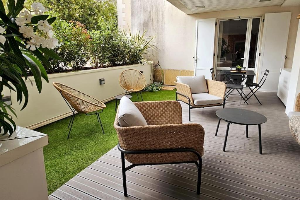 Arcareve - Grand Studio De Standing Avec Terrasse, Jardin Et Acces Direct A La Plage Arcachon Bagian luar foto